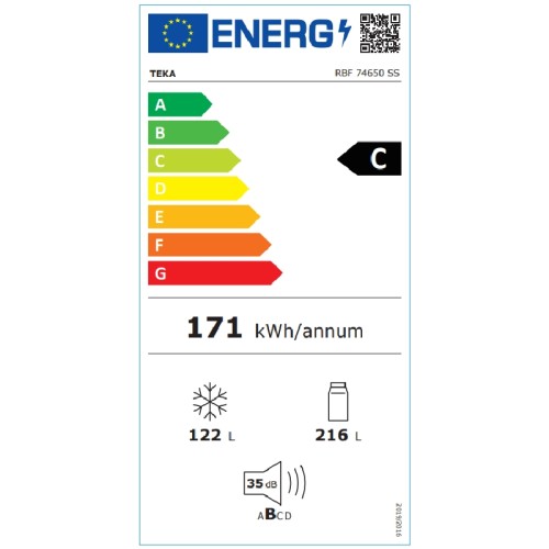 ΨΥΓ/ΚΤΗΣ ΕΛΕΥΘ TEKA RBF 74650 SS INOX C 186x60 (NF)